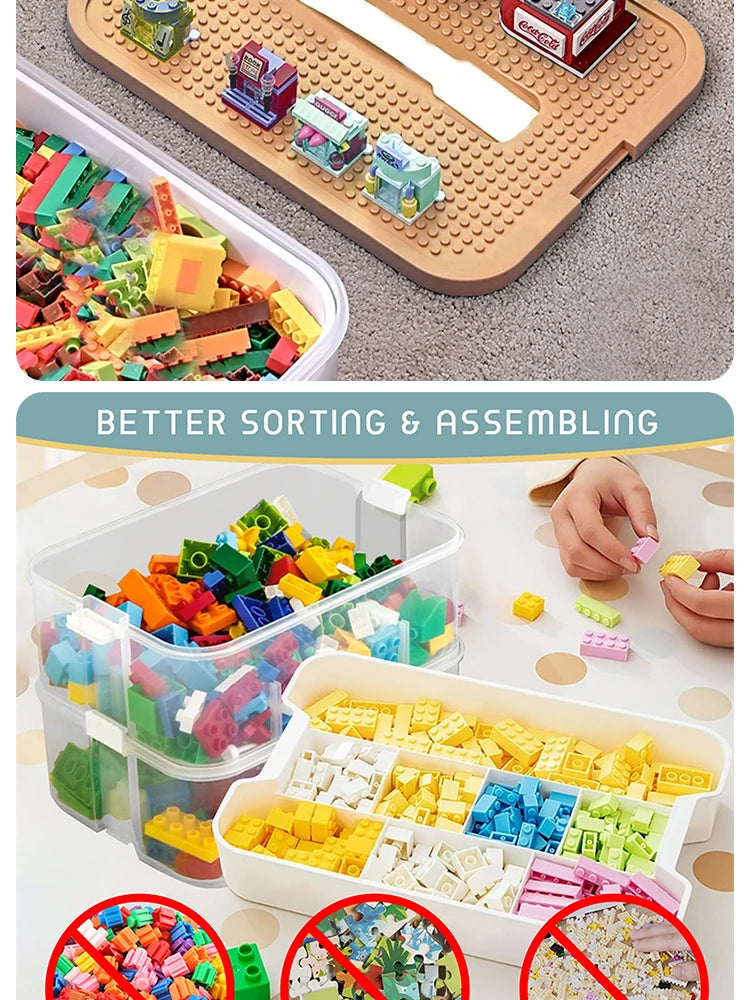 Stackable Building Blocks Toy Storage Box for Kids – Brick-Shaped Plastic Container with Lid – Toy Organizer & Sundries Bin