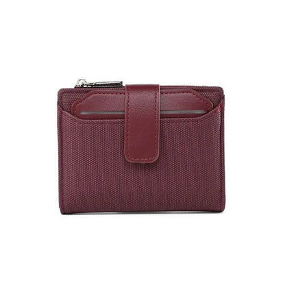Fashionable Women’s Folding Short Wallet — High-Quality PU Leather Solid Color Purse with Zipper Coin Pocket & Card Holder