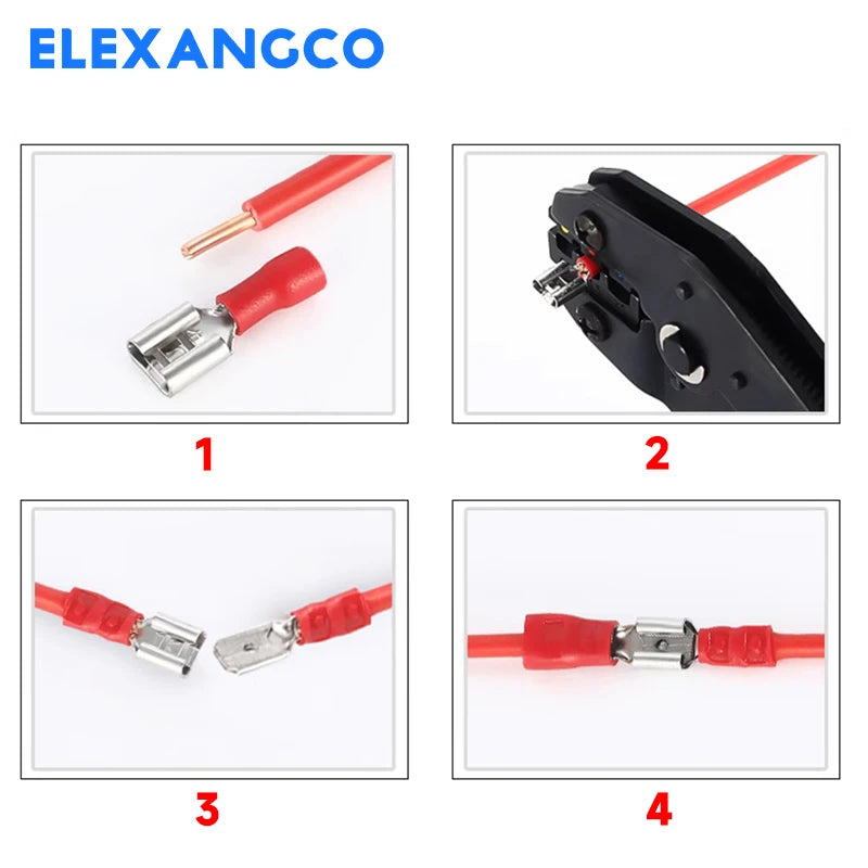 50PCS Insulated Spade Wire Connectors Set – 2.8/4.8/6.3mm Male & Female Electrical Crimp Terminals (Red, Blue, Yellow)