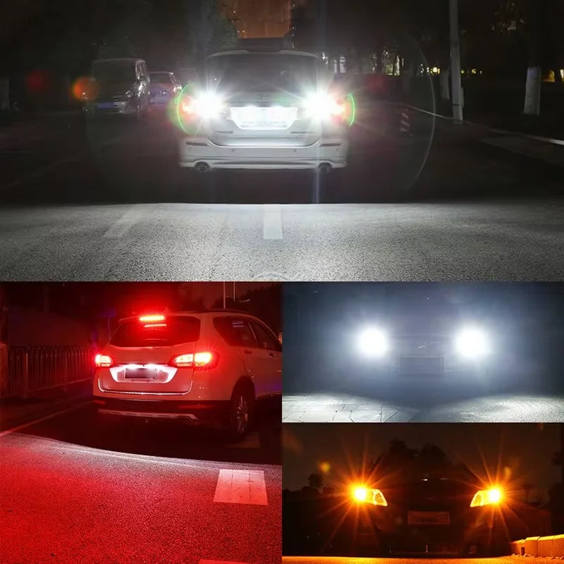 2PCS T20 7440/7443 LED Car Bulbs – 27SMD 3030 Chip WY21W W21W Signal, Backup & Reverse Plug & Play Automotive Lighting Lamps