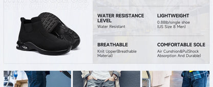 LARNMERN Steel Toe Water Resistant Work Boots for Men & Women Non-Slip Safety Sneakers Slip-On with Air Cushion