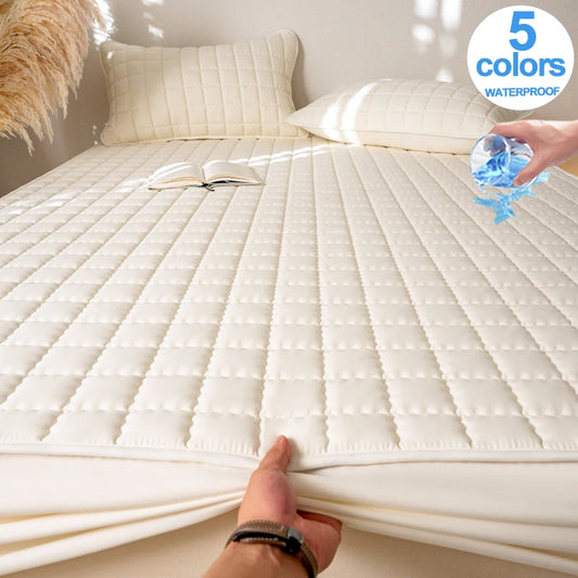 Waterproof Antimicrobial Mattress Cover – Hypoallergenic Noiseless Fitted Sheet Protector Solid Color