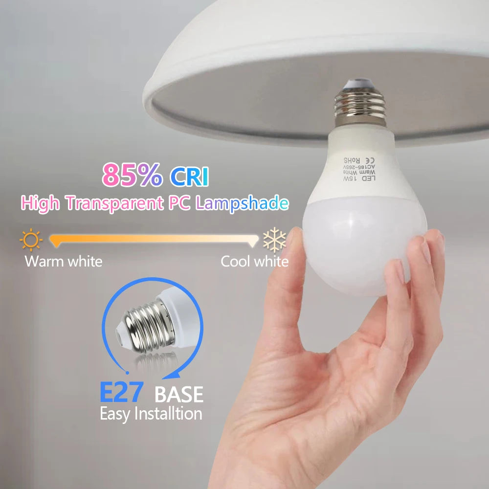 E27 LED Light Bulbs - 3W–18W AC 220V–240V High Brightness Smart IC Lamps