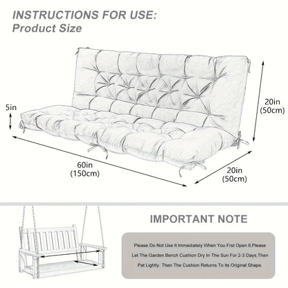 Patio Rocking Chair Cushion - Thick All-Weather Outdoor Seat Pad with Ties & Ergonomic Lumbar Backrest Support