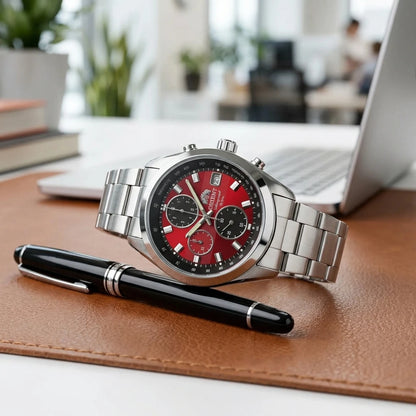 Orient Quartz Chronograph Men's Watch - Tachymeter, Date Display, 100M Water Resistant Stainless Steel Sports Wristwatch