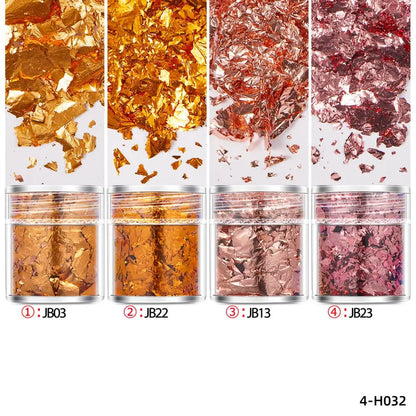 4 Bottles Gold Foil Flakes - Epoxy Resin Craft, Jewelry Making & Nail Art Decoration Supplies