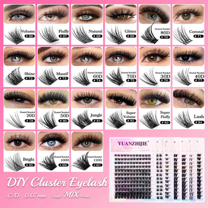 DIY 144 Cluster Lashes – Natural C/D Curl Individual Mink Eyelashes, Free Shipping, Home Makeup Supplies
