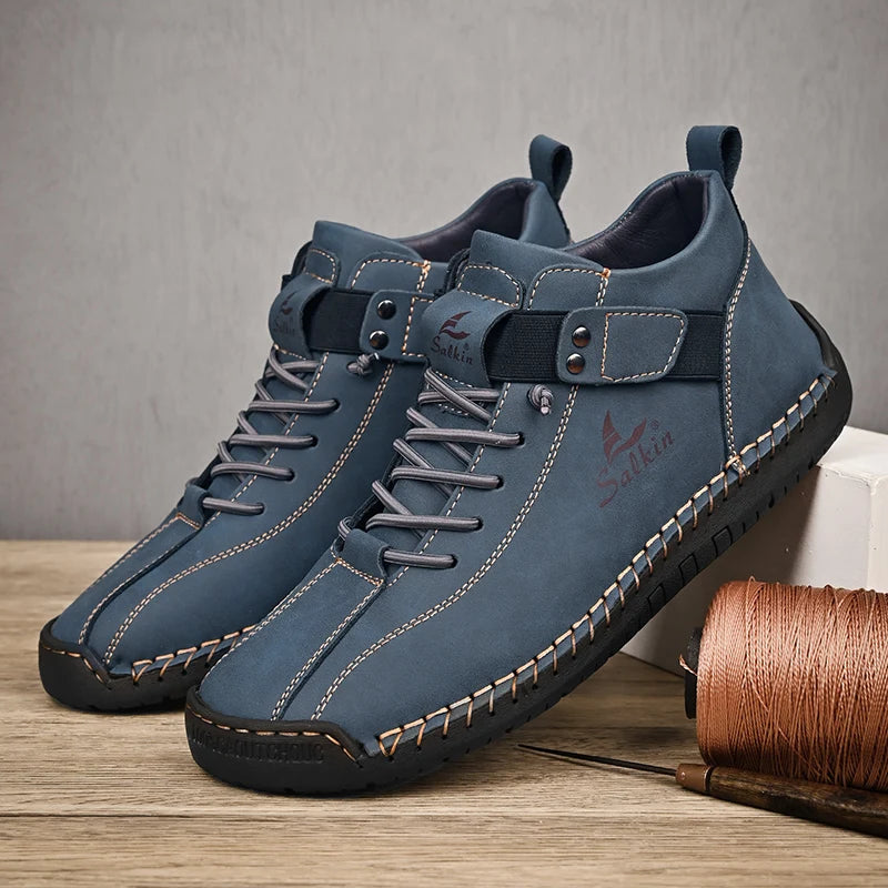 2024 Handmade Leather Casual Men’s Shoes - Breathable Sneakers & Ankle Boots for Outdoor Wear