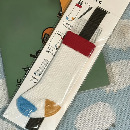 Retro Contrast-Color Pen Holder Strap - Elastic Journal Binding Band with Ruler