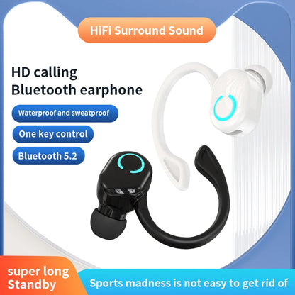 VAORLO Bluetooth 5.2 Ear-Hook Headphones – Mini HIFI Bass Wireless Earphones with Mic for Sports & Gaming