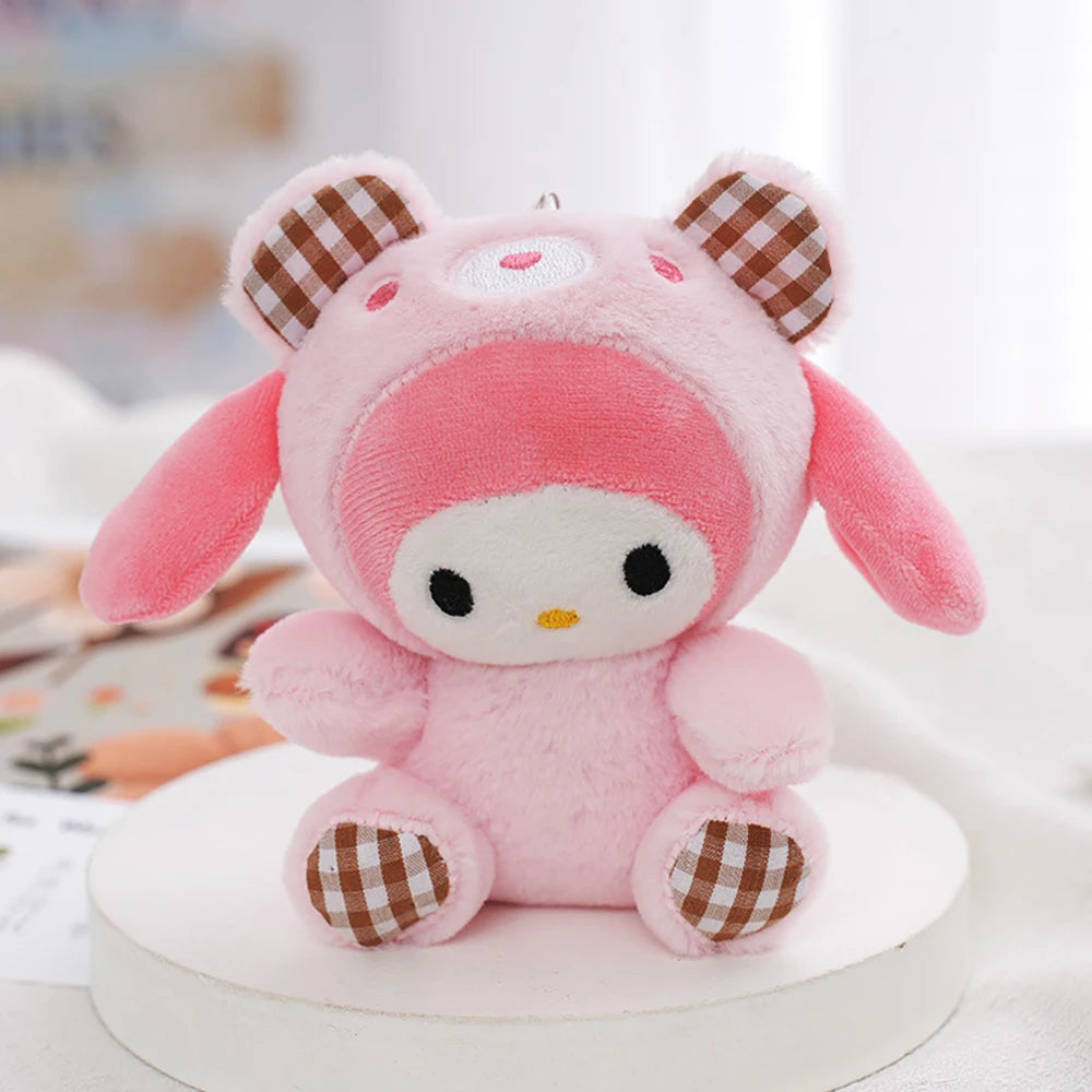Sanrio Kawaii Plush Keychain — Hello Kitty, My Melody, Kuromi & Cinnamoroll Stuffed Cartoon Doll Pendant for Backpack Decoration