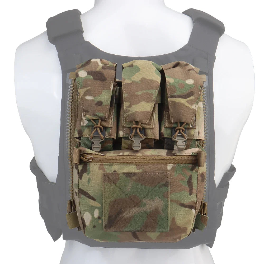 V5 FCPC Sport Vest Back Panel – Zippered Backplate with Expansion Bag & Triple Pouch for Airsoft Vest Plate Carrier Accessories