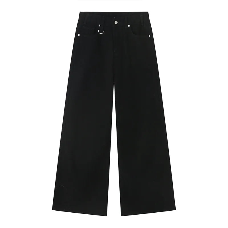 IEFB Men’s Summer Denim Jeans – Washed Blue Straight Loose Wide-Leg Casual Pants