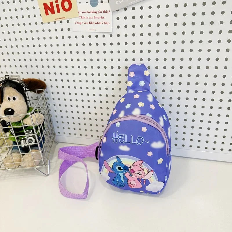 Stitch & Angel Sling Chest Bag – Cartoon Anime Crossbody Shoulder Bag with Coin Purse for Daily Travel