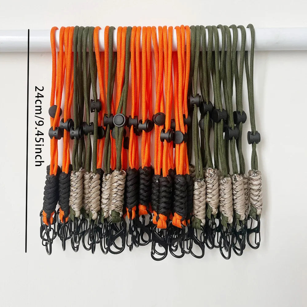 Woven Umbrella Rope Keychain - Outdoor Wrist Strap with Buckle for Car Keys & Gear