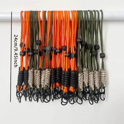 Woven Umbrella Rope Keychain - Outdoor Wrist Strap with Buckle for Car Keys & Gear