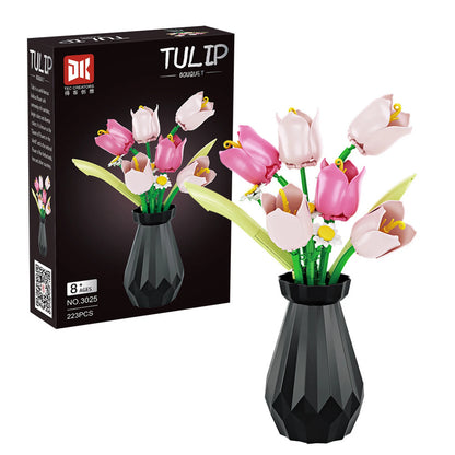 MOC Building Blocks Orchid Flower Bouquet – DIY Bonsai Plant Model for Home Decor & Kids Gift