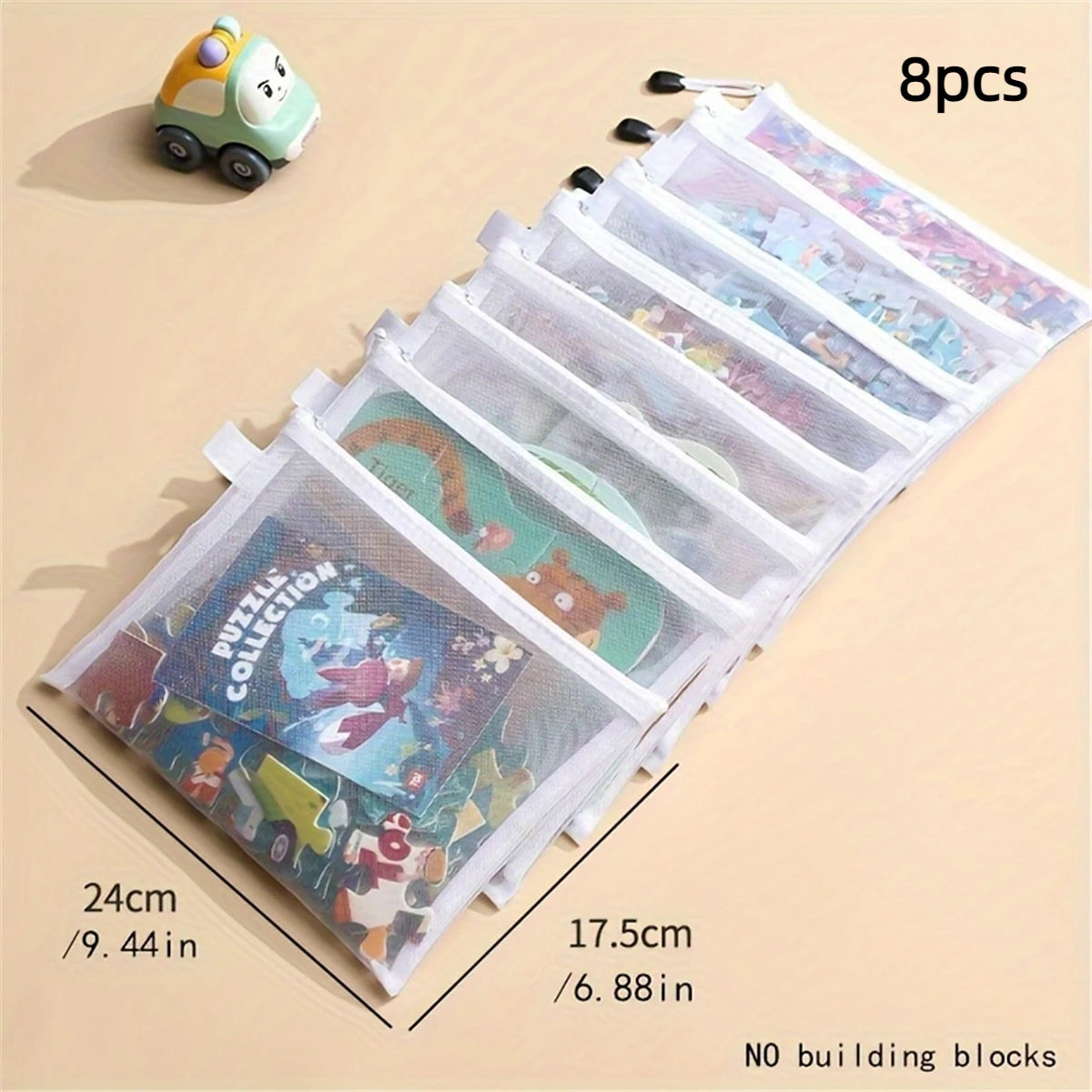 8pcs Zipper Mesh Storage Bags – 3 Sizes Waterproof Clear Document & Travel Organizer Pouches with Zipper for Office Supplies