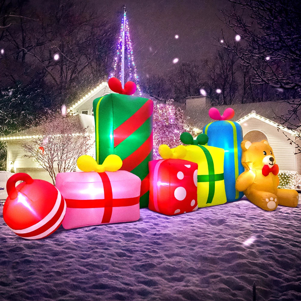 Merry Christmas Tree Arch Inflatable – Santa Claus Sleigh Decoration with LED Light for Home, Garden, and New Year Party Decor