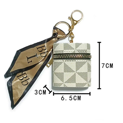 Mini Striped Textured Bucket Bag – AirPods & Small Items Case with Coin Purse and Hook (Fits AirPods 1/2/3/4/Pro)
