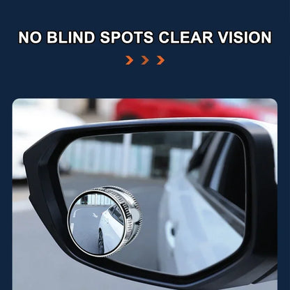 SEAMETAL 2PCS Wide-Angle Blind Spot Mirrors — 360° Adjustable HD Suction Cup Round Car Auxiliary Rearview Mirrors