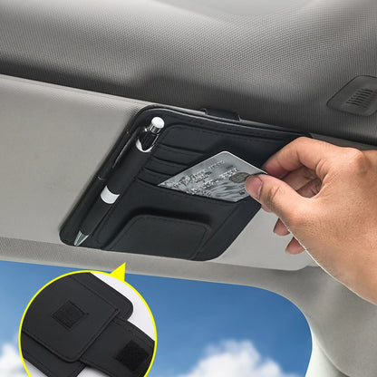 Car Visor Organizer – Multi-Pocket Pouch Bag for Cards, Glasses & Storage, Scratch-Resistant Auto Visor Holder for Car Interior