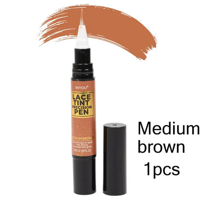 Lace Tint Pen - Wig Lace Color Enhancer with Brush Applicator for Natural Parting, Black & Brown Shades 5ml