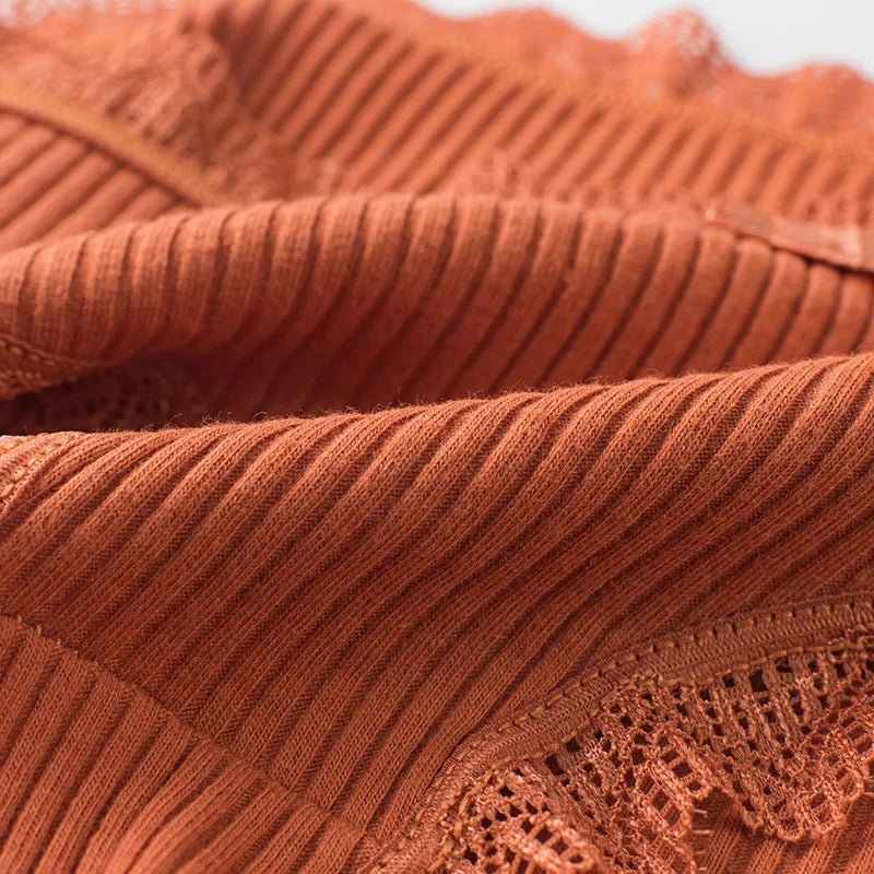 4 Pcs Lace Wavy Trim Bikini Panties - Comfy & Breathable Elastic Women’s Lingerie & Underwear