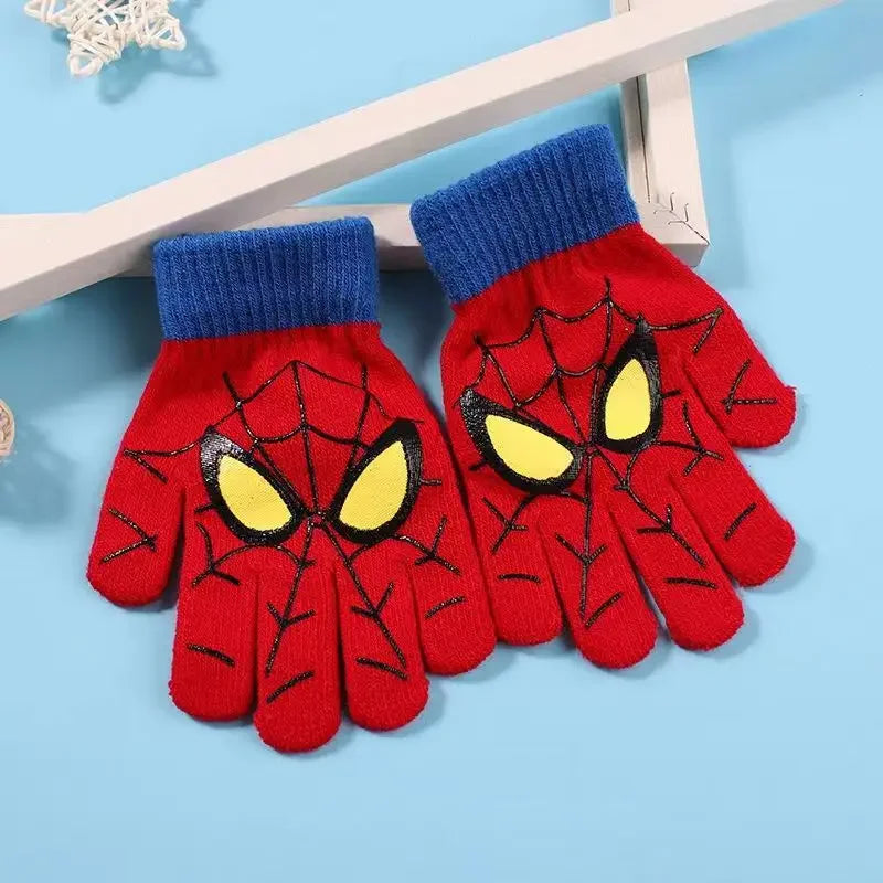Spider Pattern Winter Gloves - Soft Stretch Knitted Full Finger Gloves for Daily Wear and Christmas Gifts