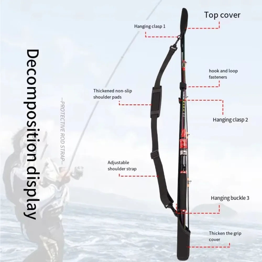 Adjustable Fishing Rod Storage Bag – Portable Shoulder Strap Carrier with Rod Belt Protector & Reel Fishing Accessory