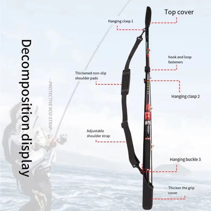 Adjustable Fishing Rod Storage Bag – Portable Shoulder Strap Carrier with Rod Belt Protector & Reel Fishing Accessory