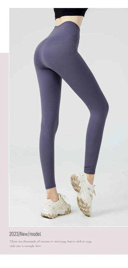 Naked Feel Butt-Lifting Yoga Leggings for Women – High Waist Sports Tights with Hidden Waist Pockets, Gym Fitness Wear