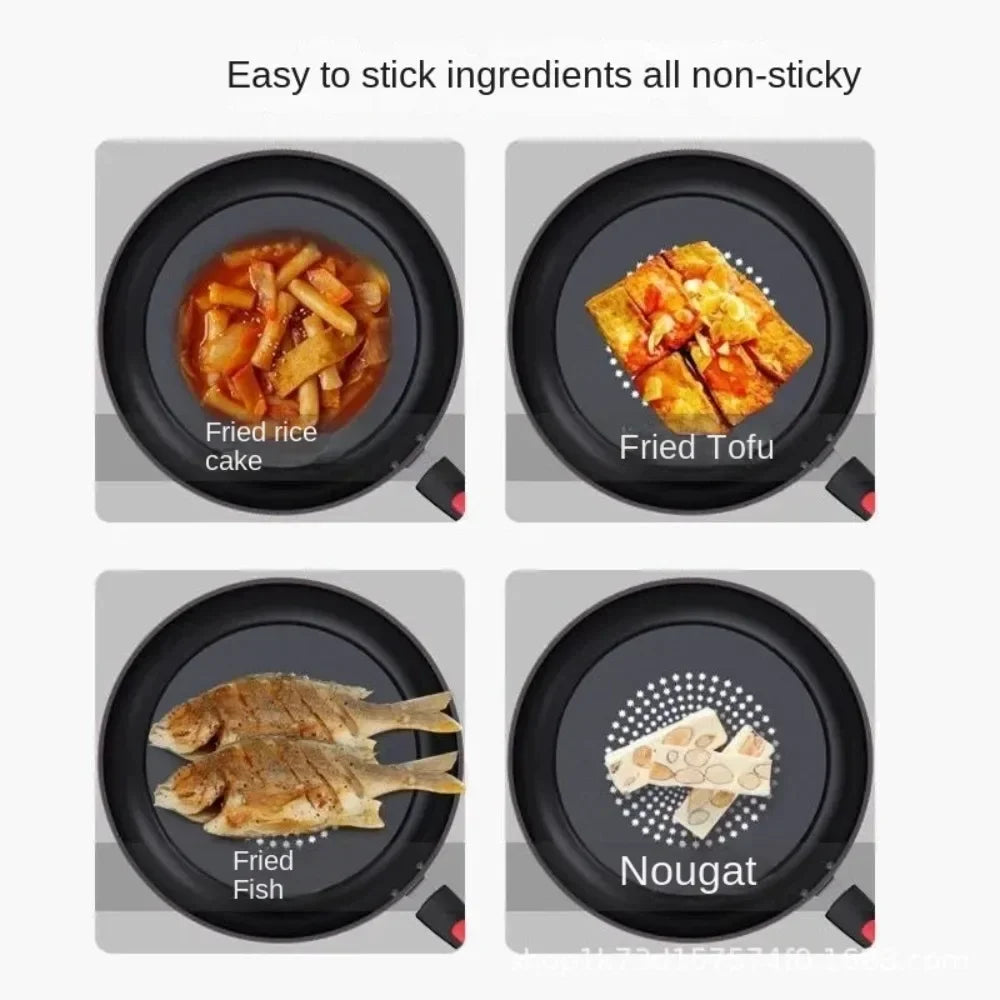 Crystal Diamond Non-Stick Frying Pan with Lid – Multi-Functional Iron Cookware for Gas & Induction