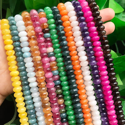 Natural Stone Rondelle Beads - 5x8mm Tourmaline, Citrine & Quartz Loose Beads for DIY Bracelets