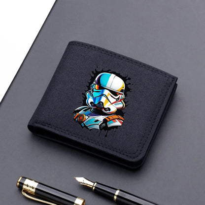 Star Wars Men's Canvas Wallet – Black/Blue/Gray Short Purse, Card Holder & Money Bag with Credit Card Case