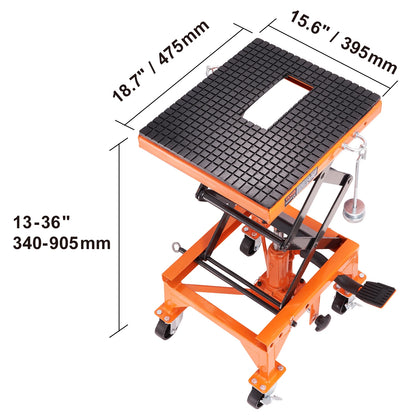 VEVOR Motorcycle Lift – Scissor Jack with 350/1100/1500 LBS Capacity, Wide Deck & Safety Pin for Bikes & Motorcycles