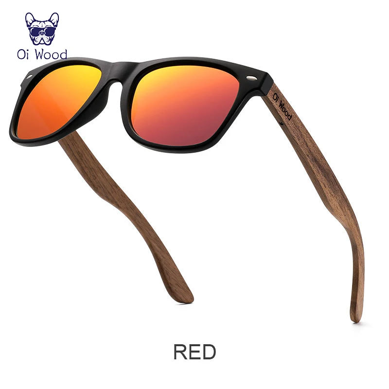 Oi Wood Natural Wooden Polarized Sunglasses for Men – Fashion Sun Glasses with TR90 Frames