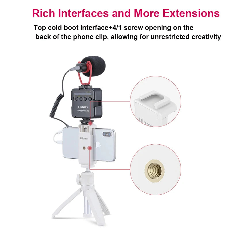 Ulanzi MT-08 Mini Tripod – White Foldable Monopod Mount with 1/4'' Universal Tripod for DSLR, Android & iPhone Smartphones