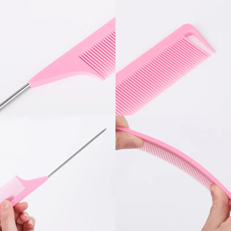 3PCS Hair Styling Comb Set – Teasing Brush, Rat Tail Comb, Edge Brush & Braid Tool for Hair Styling