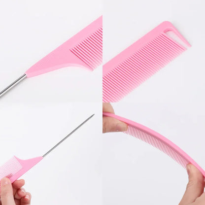 3PCS Hair Styling Comb Set – Teasing Brush, Rat Tail Comb, Edge Brush & Braid Tool for Hair Styling
