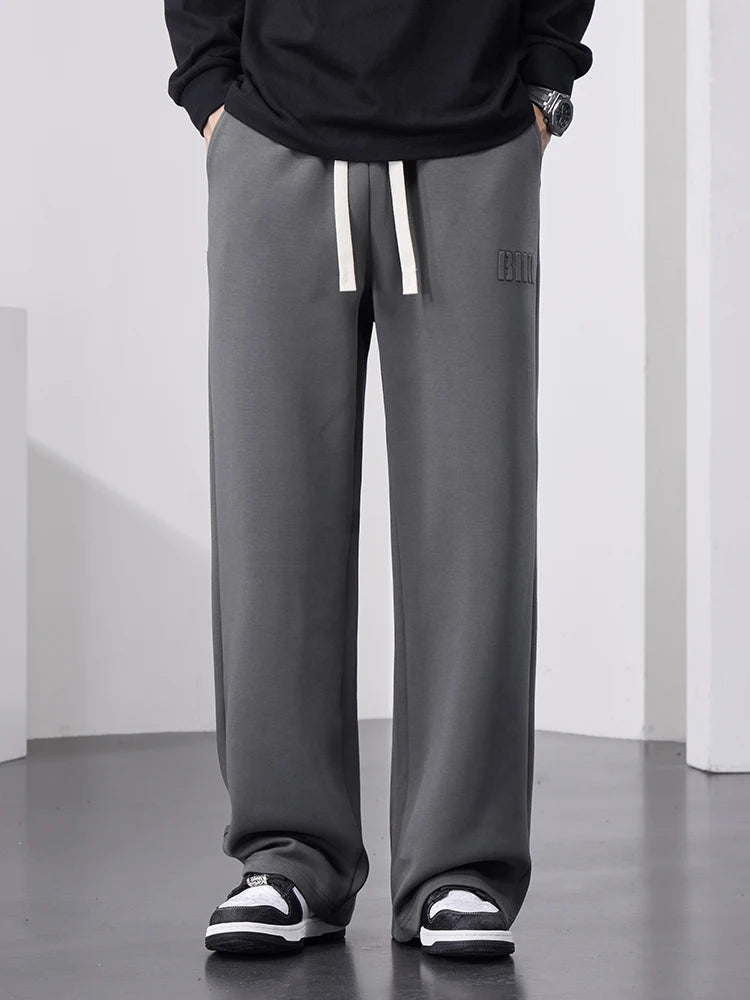 Men’s Wide Leg Cotton Sweatpants – Straight Fit Drawstring Casual Sports Track Pants, Big Size up to 8XL