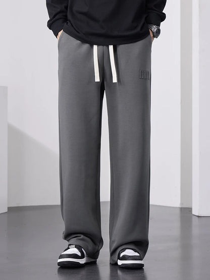 Men’s Wide Leg Cotton Sweatpants – Straight Fit Drawstring Casual Sports Track Pants, Big Size up to 8XL