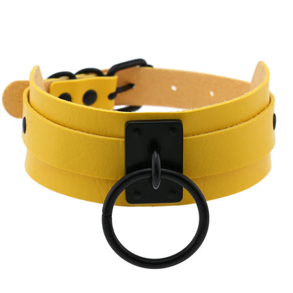 Punk Black O-Ring Leather Choker Necklace for Women – Gothic Emo Harajuku Rock Jewelry