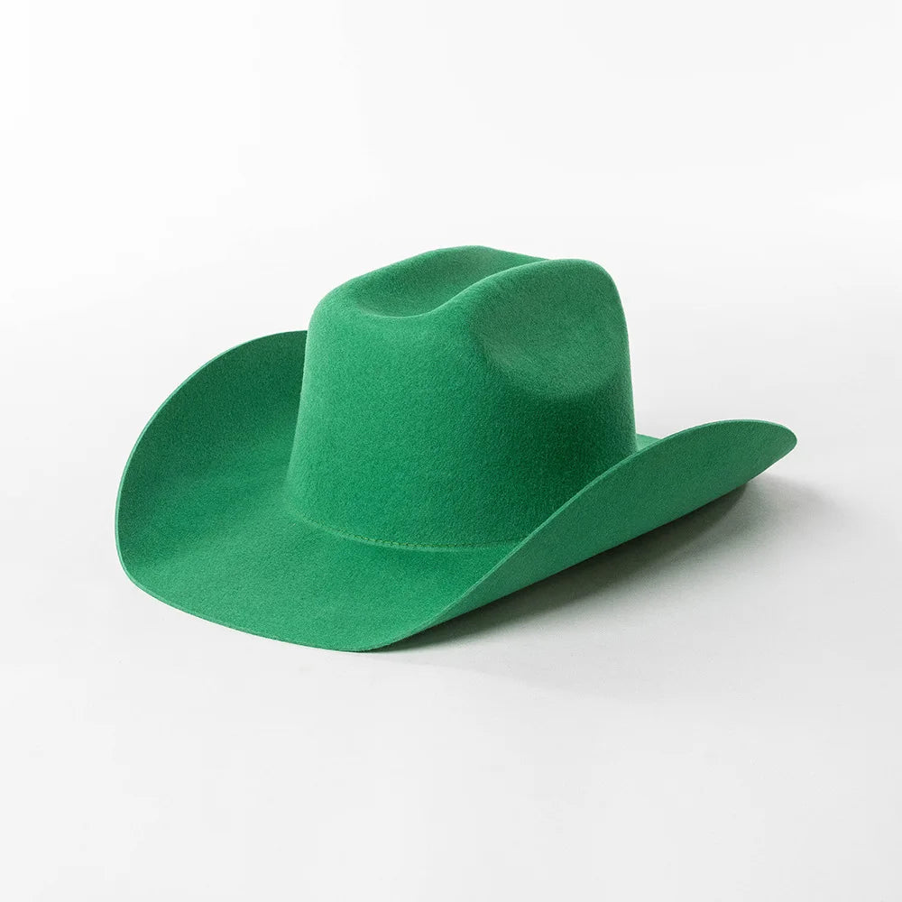 100% Wool Western Cowboy Hat – Casual Felt Cowgirl Hat for Men & Women, Autumn & Winter Outdoor Sunshade Fedoras Top Hat