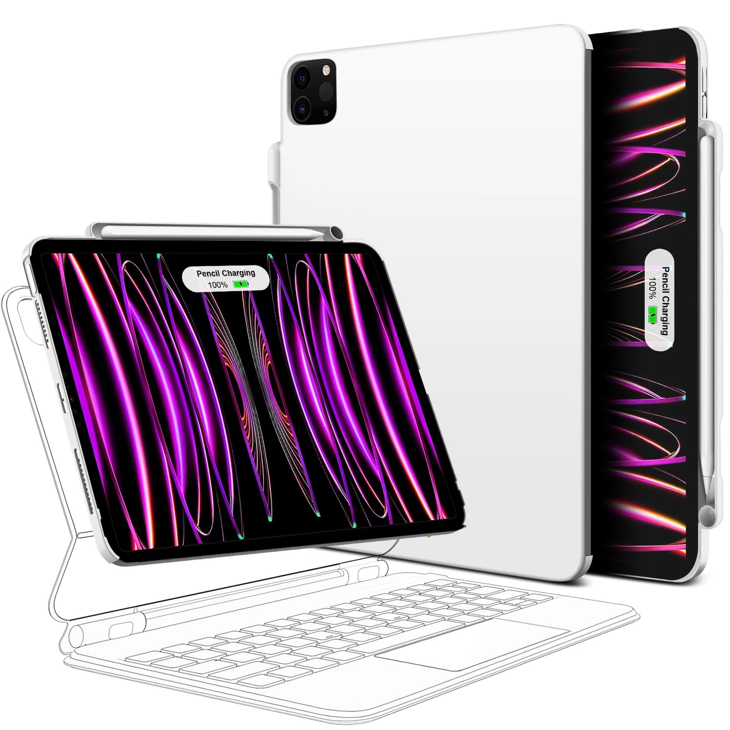 Magnetic Case for iPad Pro 11/13 & iPad Air 6/4/5 (2024) – Compatible with M4 Magic Keyboard & Pencil Holder