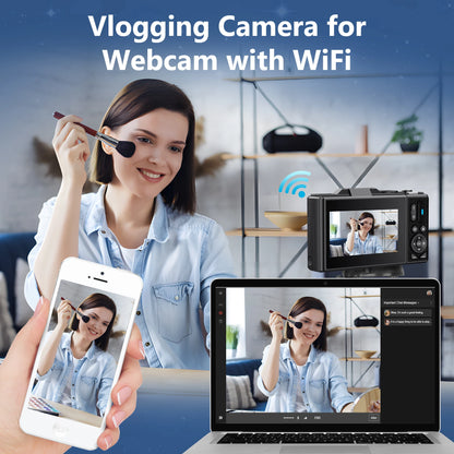 4K Camera for Photography – 18X Digital Zoom, 64MP Vlogging Camcorder, 3'' Flip Screen, WIFI Selfie Webcam for YouTube