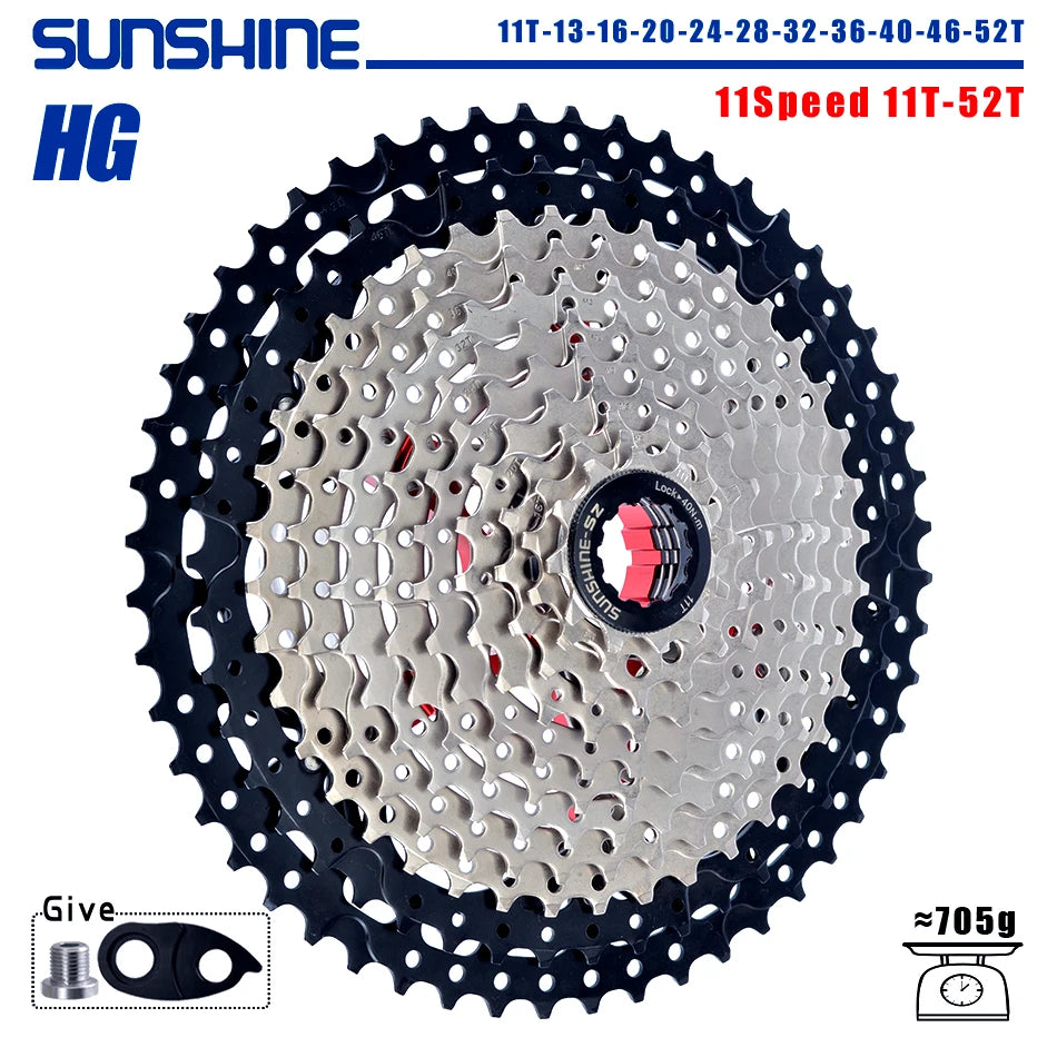 SUNSHINE Bicycle Cassette 8-12 Speed Freewheel - 32T to 52T Sprocket for Shimano/SRAM HG Flywheel