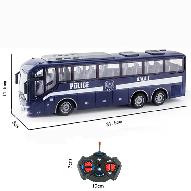 Large RC Electric School Tour Bus with LED Lights – Radio Controlled Toy Car for Boys, Perfect Christmas Gift