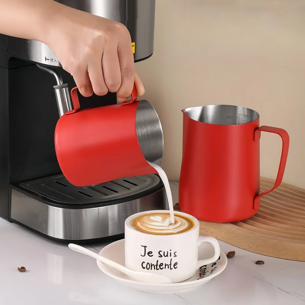350/600ML Stainless Steel Coffee Milk Frothing Pitcher – Precise Scale Latte Jug for Barista & Professional Cafe Use