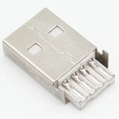 10-Pack USB 2.0 Type-A Male Connector Kit - 4 Pin Solder Assembly Plug Adapter for Data Connection